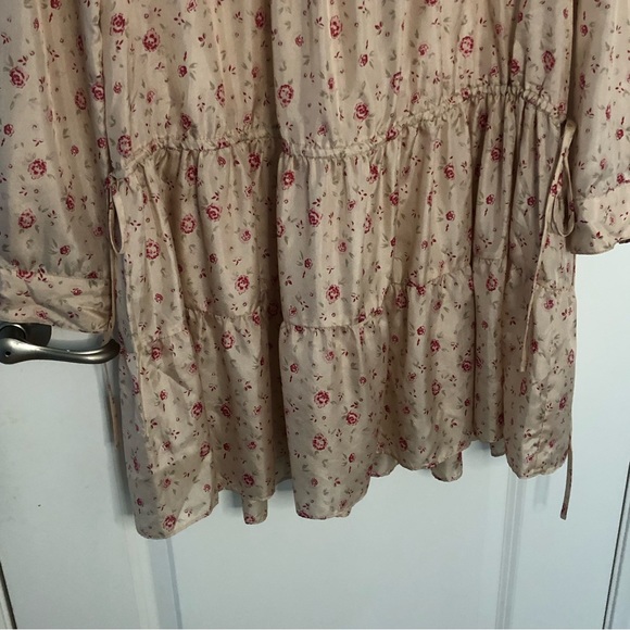 Rebecca Taylor Ditsy Prairie Floral 100% Silk Midi Dress Sz 6 Summer peasant - Picture 4 of 14